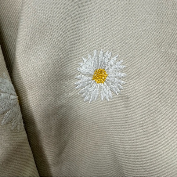 Anthropologie Maeve Embroidered Daisy Trench Coat Size 22 Cotton Hemp - Picture 11 of 16